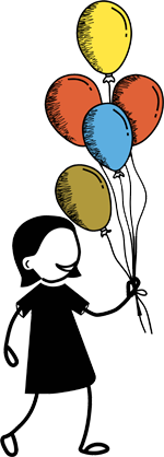 studet holding balloons